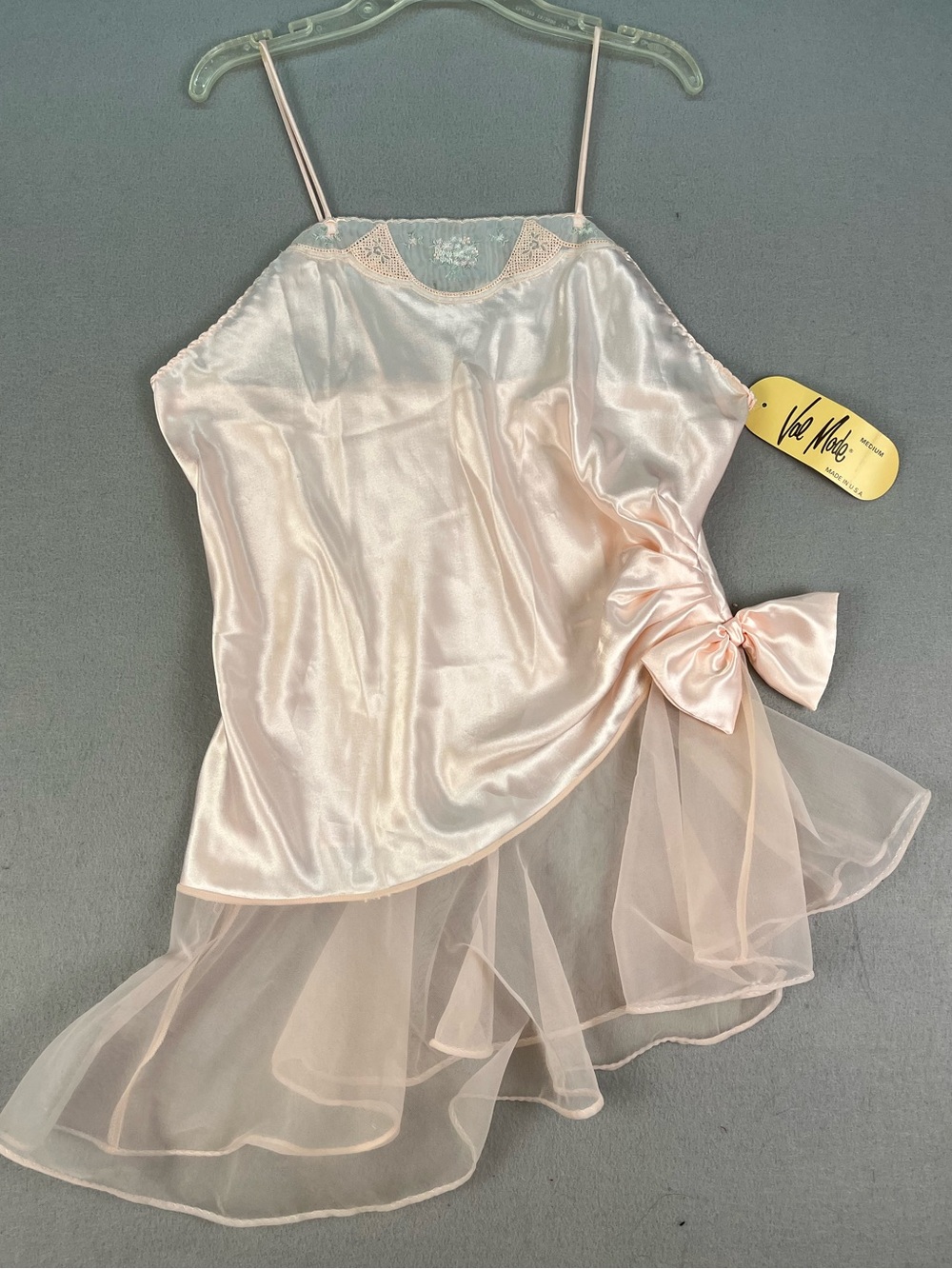 Rare 1970s Val Mode Lingerie Pink High Cut Teddy Cami Sheer Mesh Lace Med Nylon